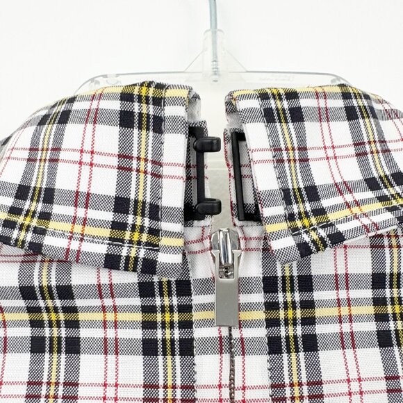 TIBI Kingston Plaid Neck Tie Button Up Shirt Size S Back Zip Long Sleeve Cotton - Picture 10 of 13